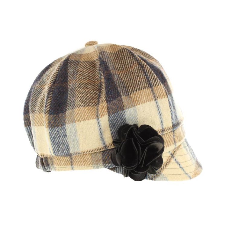 Mucros Weavers Cream and Grey Tartan Tweed Newsboy Cap - 202 - The Celtic Gift Store - Hats