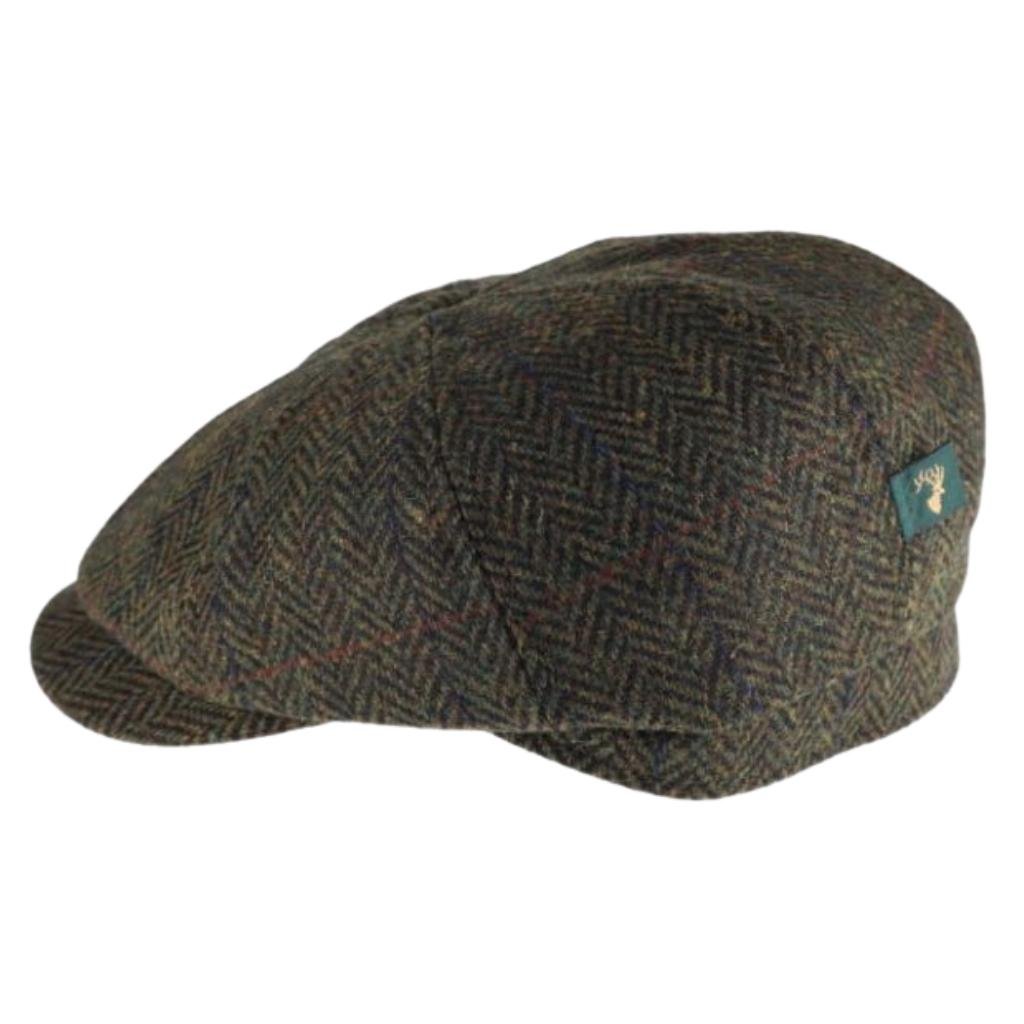 Mucros Weavers Dark Green Herringbone Tweed Driving Cap 27