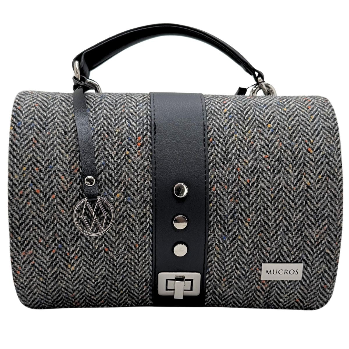 Mucros Weavers Fiona Bag - Black and White Herringbone