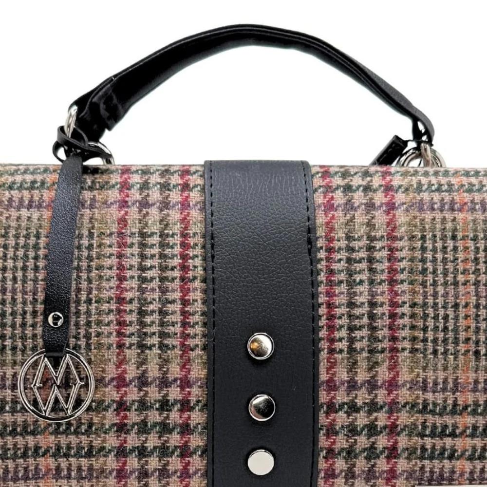 Mucros Weavers Fiona Bag - Cream and Red Houndstooth