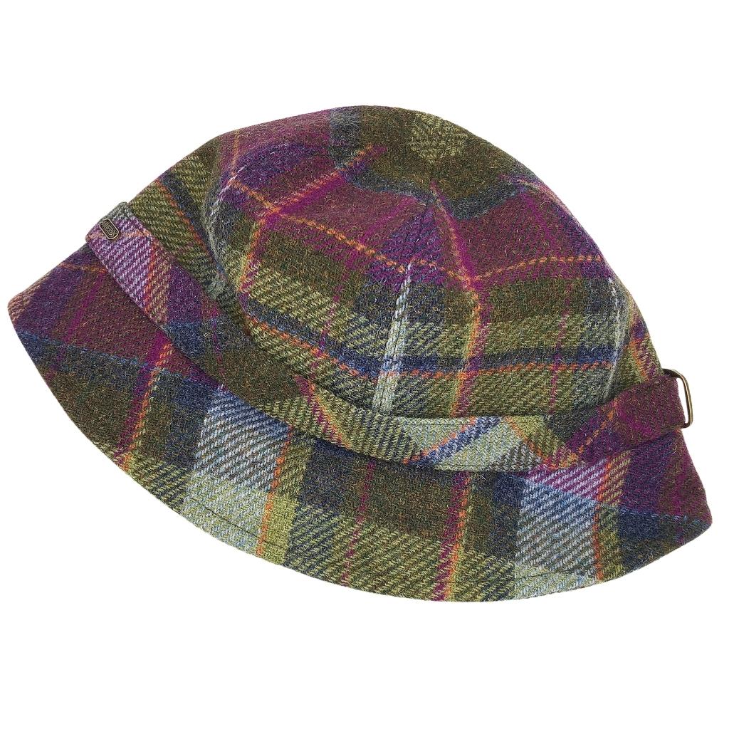 Mucros Weavers Green Multi Tartan Tweed Flapper Cap 574 by Mucros Weavers - Hats