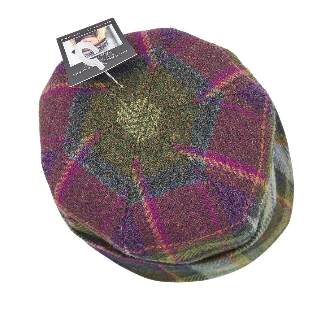 Mucros Weavers Green Multi Tartan Tweed Flapper Cap 574 by Mucros Weavers - Hats