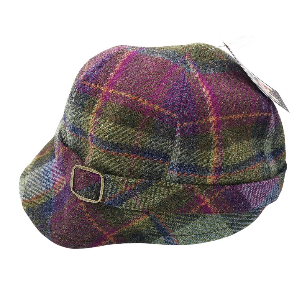 Mucros Weavers Green Multi Tartan Tweed Flapper Cap 574 by Mucros Weavers - Hats