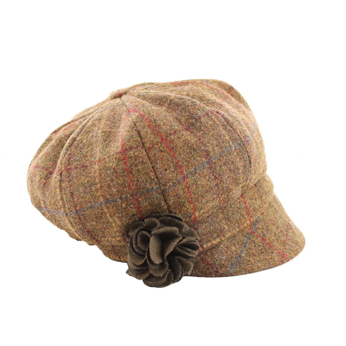 Mucros Weavers Light Brown Check Tweed Newsboy Cap - 750 - The Celtic Gift Store - Hats