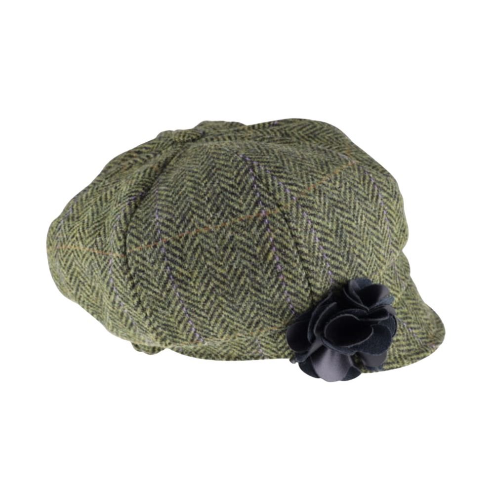 Mucros Weavers Light Green Herringbone Tweed Newsboy Cap- 51 Irish Made Vintage Inspired Women's Hat