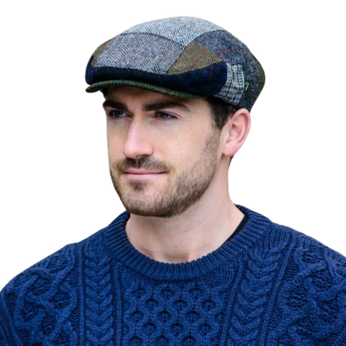 Mucros Weavers Patchwork Cap A - Grey Tone Base - The Celtic Gift Store - Hats