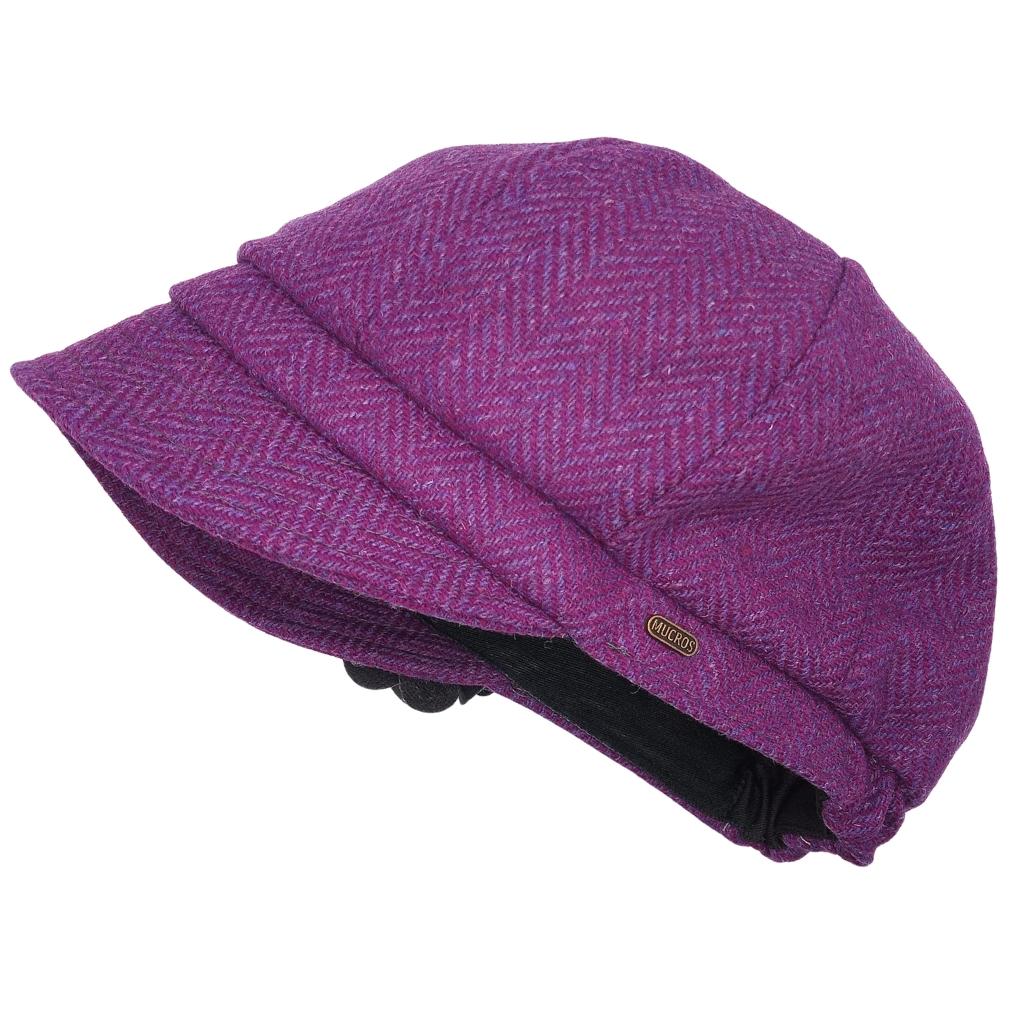 Mucros Weavers Purple and Blue Herringbone Tweed Newsboy Cap- 72 by Mucros Weavers - Hats