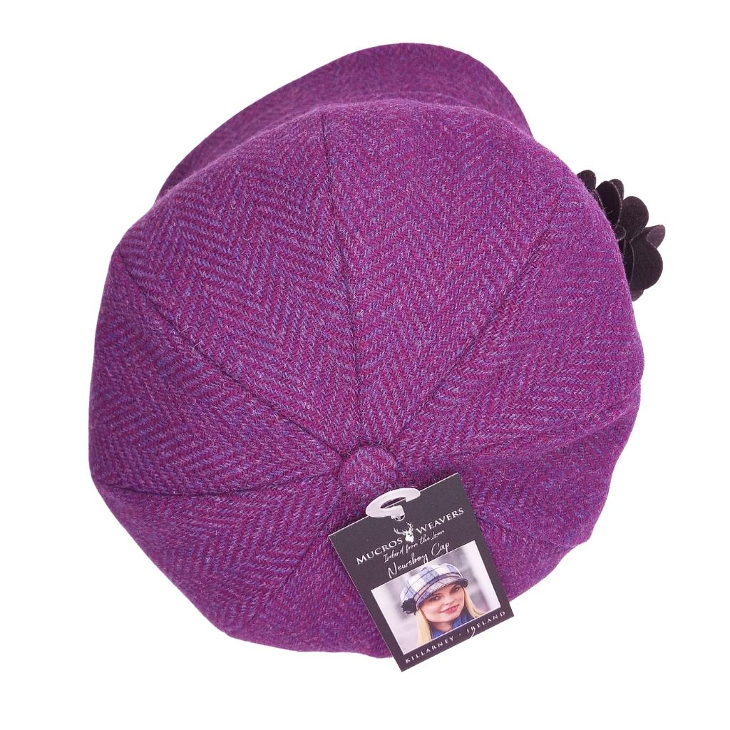Mucros Weavers Purple and Blue Herringbone Tweed Newsboy Cap- 72 by Mucros Weavers - Hats