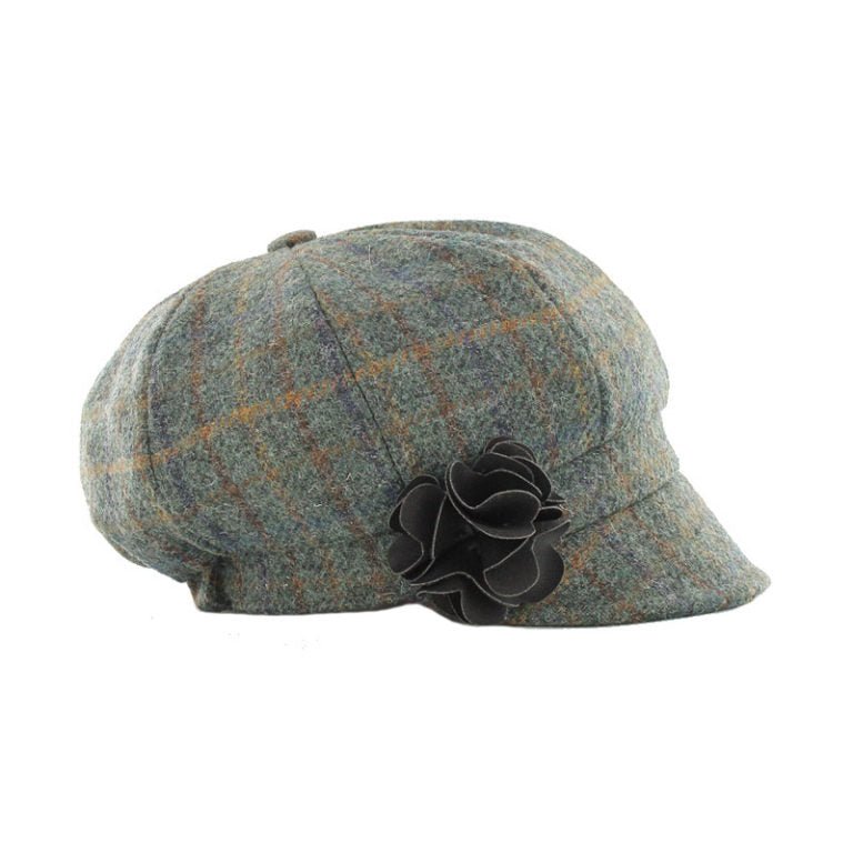 Mucros Weavers Seafoam Blue Check Tweed Newsboy Cap - 782 - The Celtic Gift Store - Hats