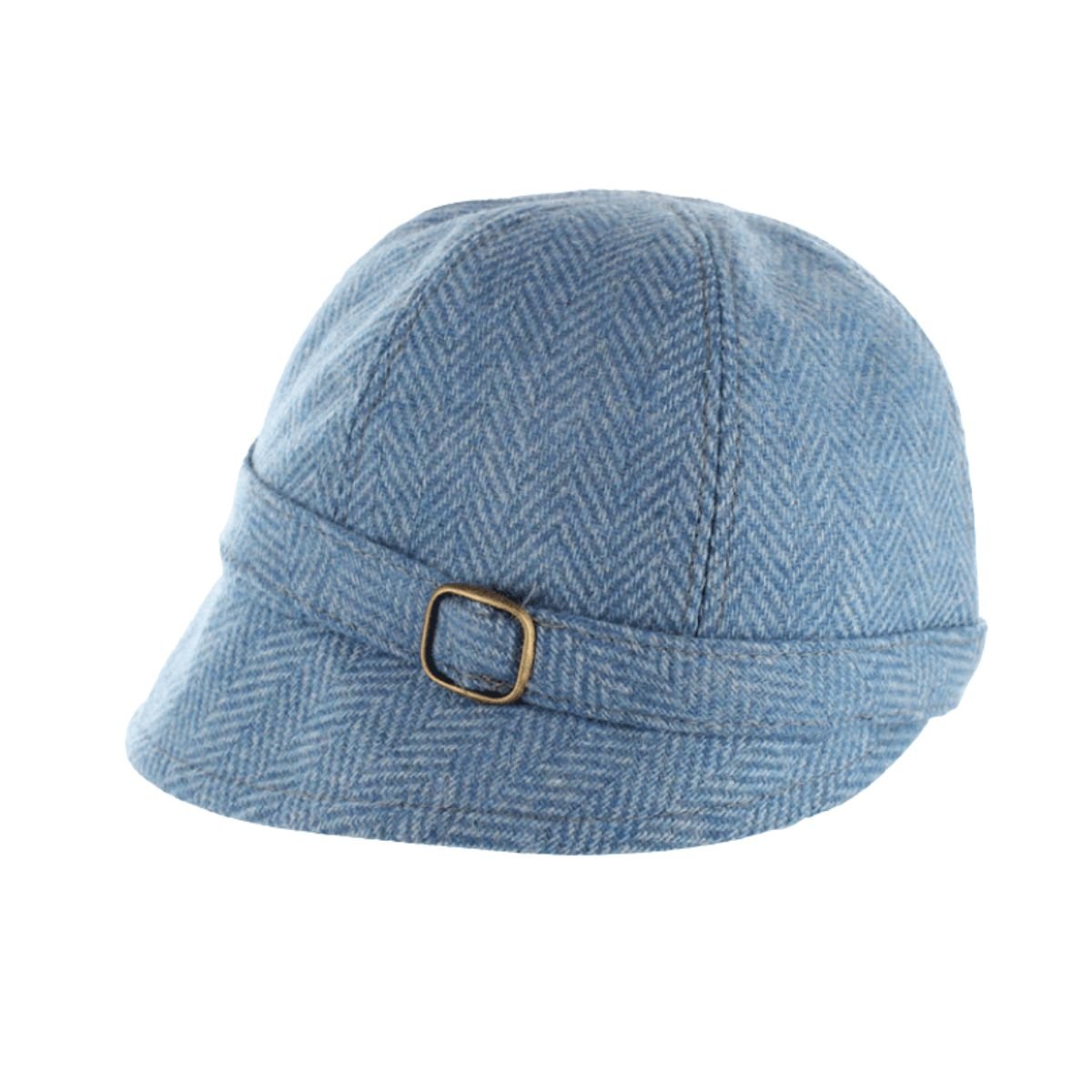 Mucros Weavers Sky Blue Herringbone Tweed Flapper Cap 64