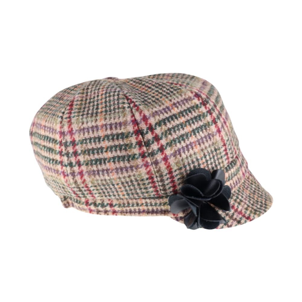 Mucros Weavers Warm MultiColour Houndstooth Tweed Newsboy Cap- 391 Irish Made