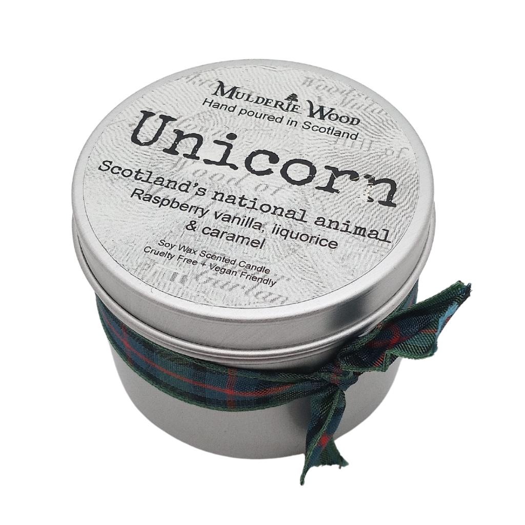 Mulderie Wood Scottish Unicorn Candle