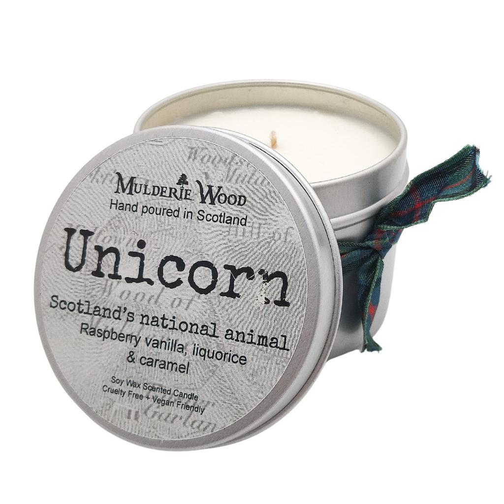 Mulderie Wood Scottish Unicorn Candle