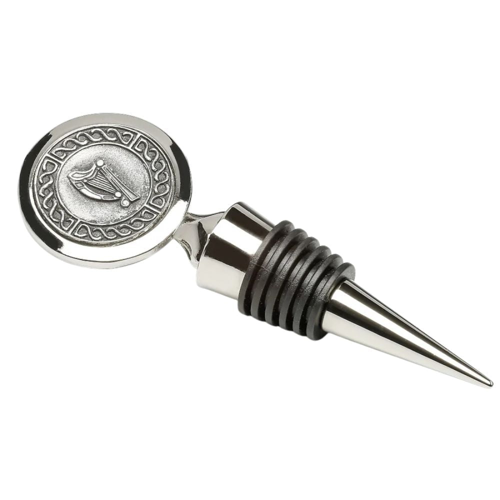 Mullingar Pewter Celtic Harp Wine Stopper - The Celtic Gift Store - Barware