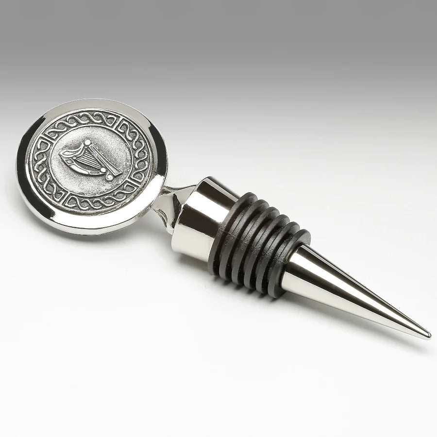 Mullingar Pewter Celtic Harp Wine Stopper - The Celtic Gift Store - Barware