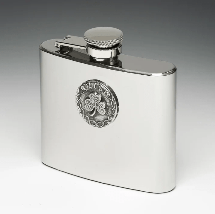 Mullingar Pewter Irish Shamrock Hip Flask - The Celtic Gift Store - Drinkware