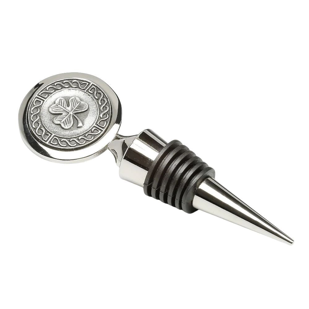 Mullingar Pewter Shamrock Wine Stopper - The Celtic Gift Store - Barware