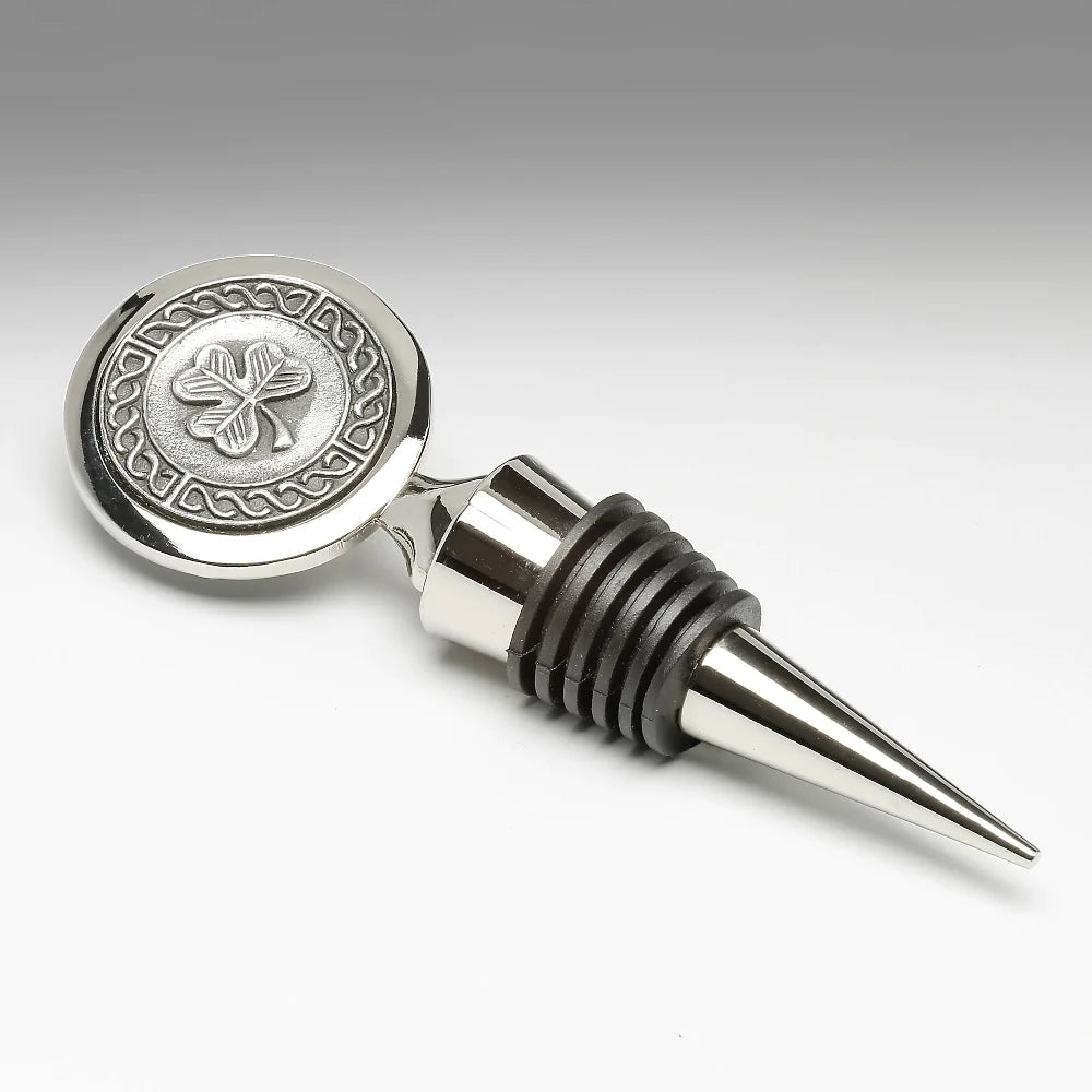 Mullingar Pewter Shamrock Wine Stopper - The Celtic Gift Store - Barware