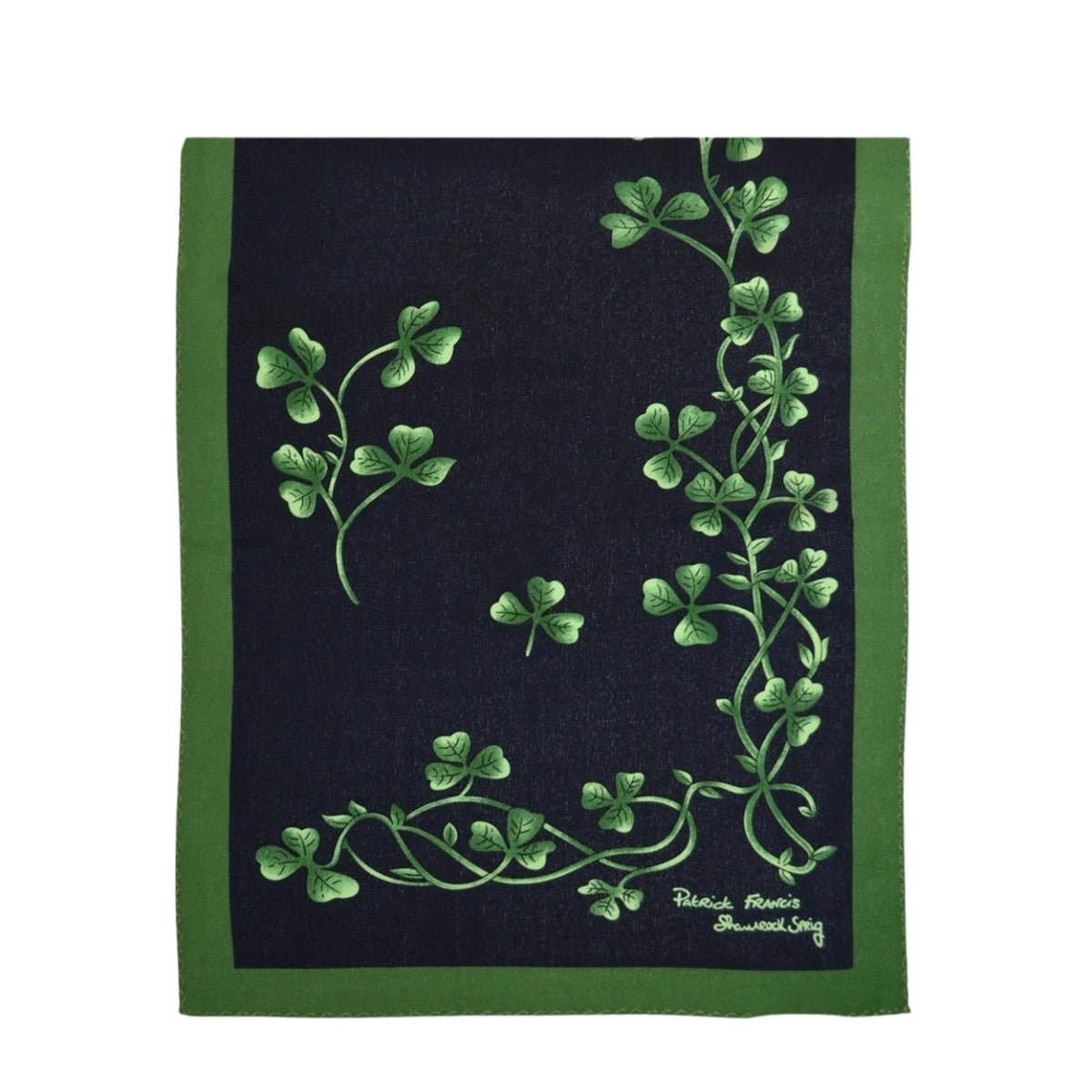 Navy and Emerald Green Silk Shamrock Fashion Scarf