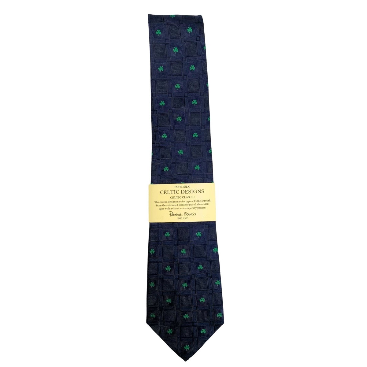 Navy Shamrock Silk Tie - The Celtic Gift Store - Men's
