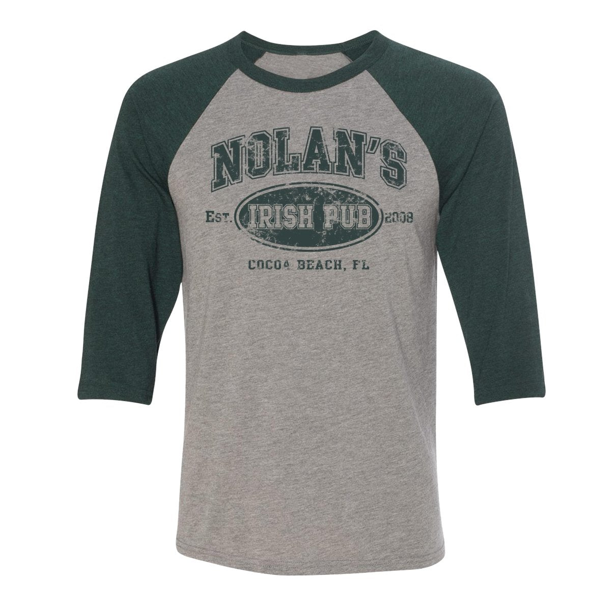 Nolan's Unisex Green/White Baseball 3/4 Sleeve