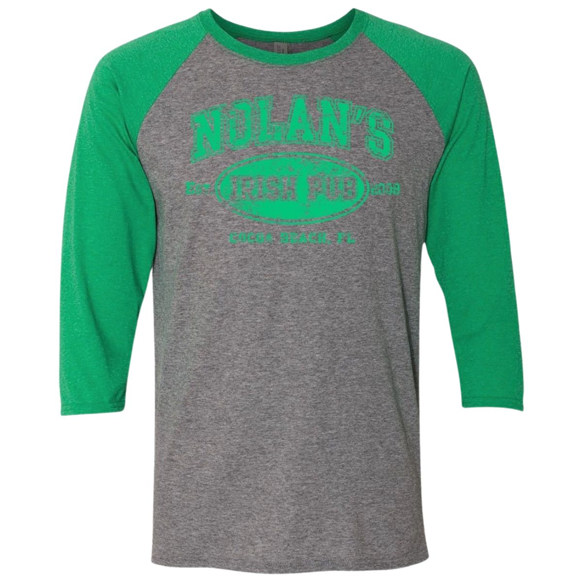 Nolan's Unisex Light Green/Grey Baseball 3/4 Sleeve