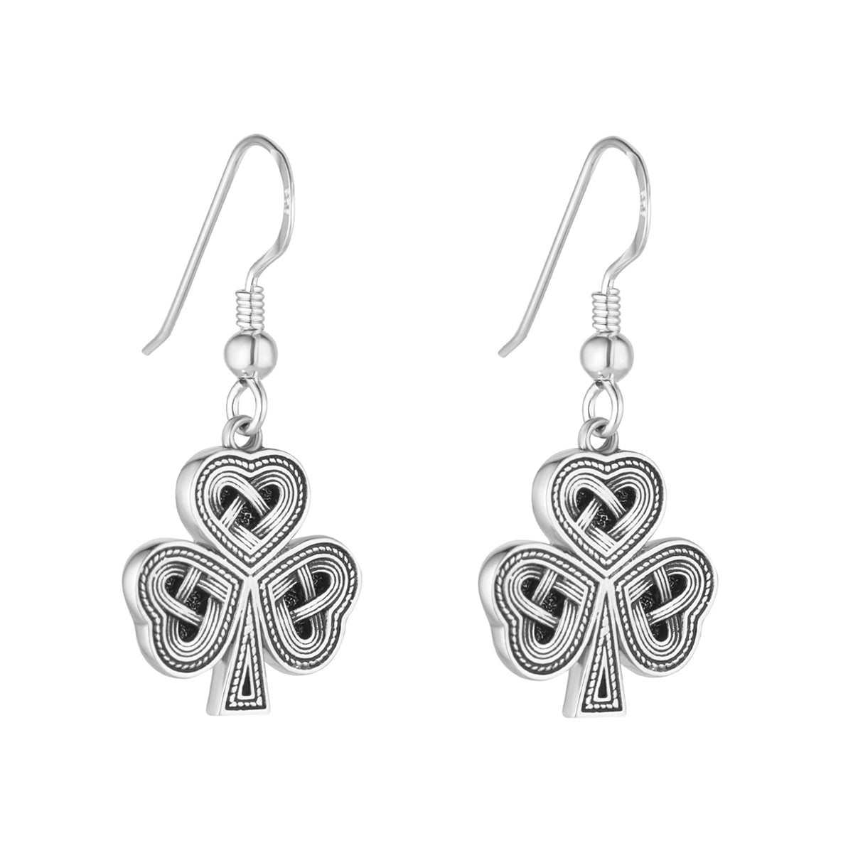 Oxidized Sterling Silver Celtic Knot Shamrock Earrings - The Celtic Gift Store - Earrings