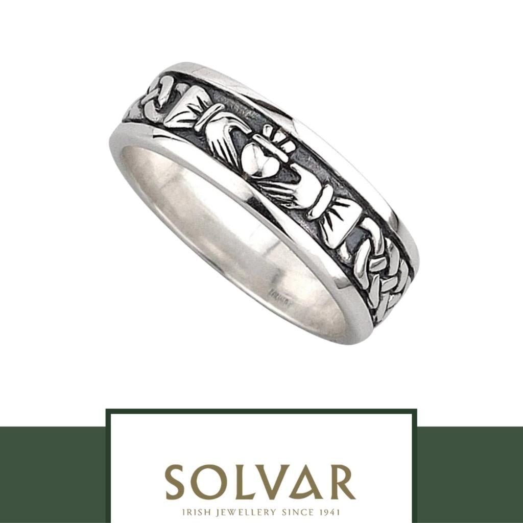 Oxidized Sterling Silver Men's Claddagh Ring