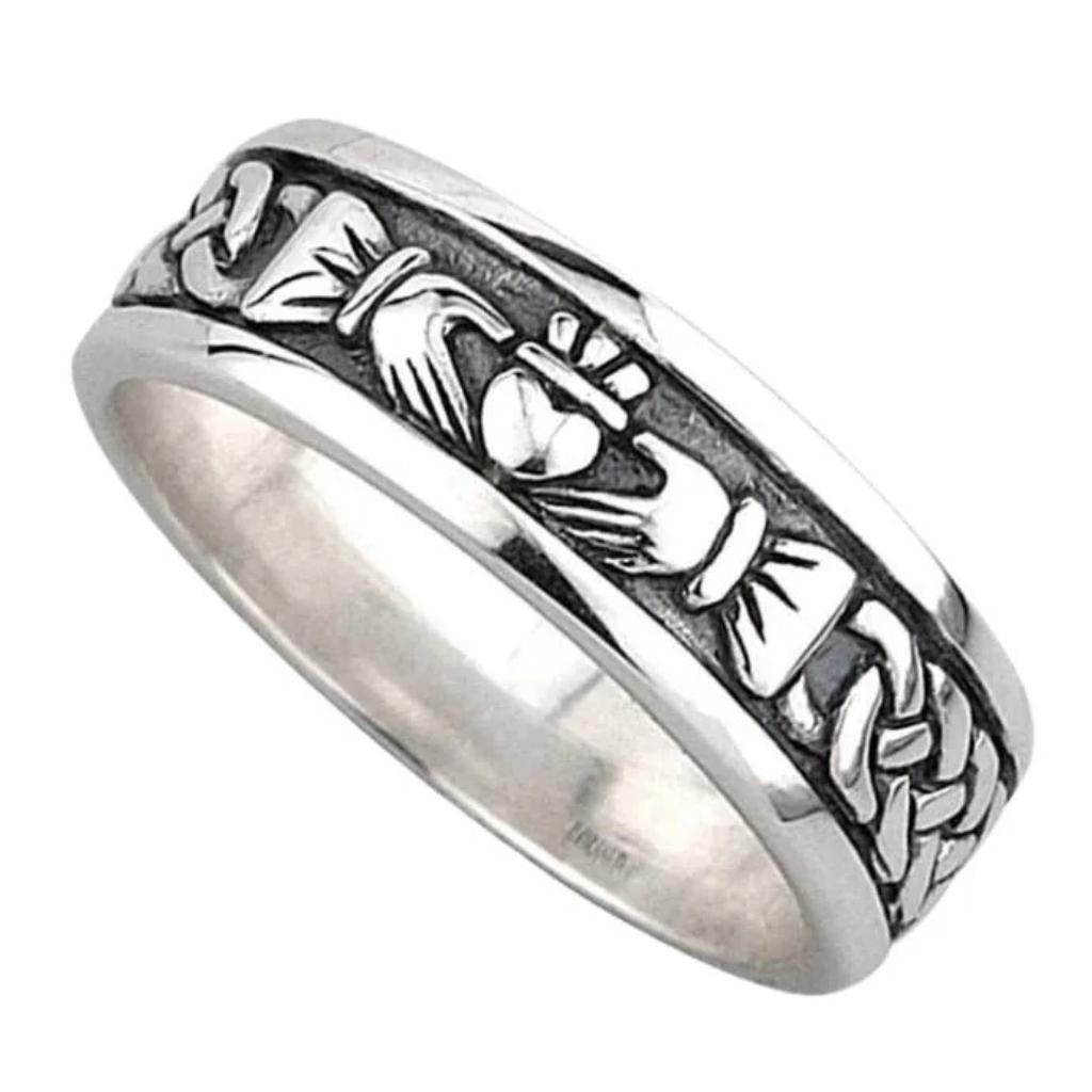 Oxidized Sterling Silver Men's Claddagh Ring