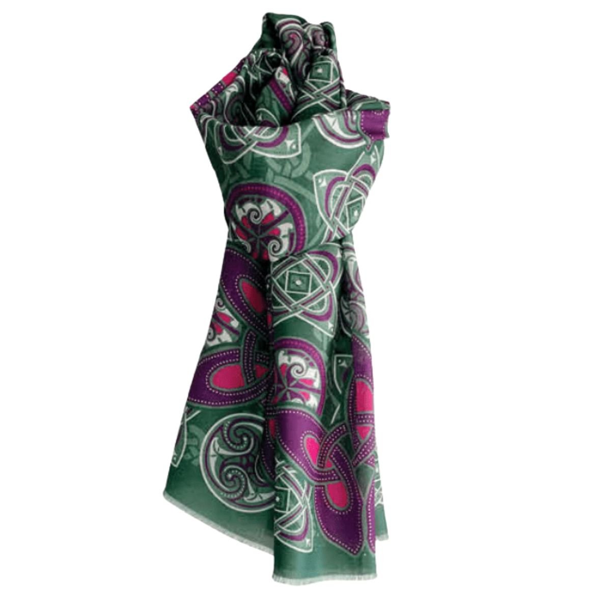 Patrick Francis Bottle Green/Purple Celtic Knot Summer Scarf