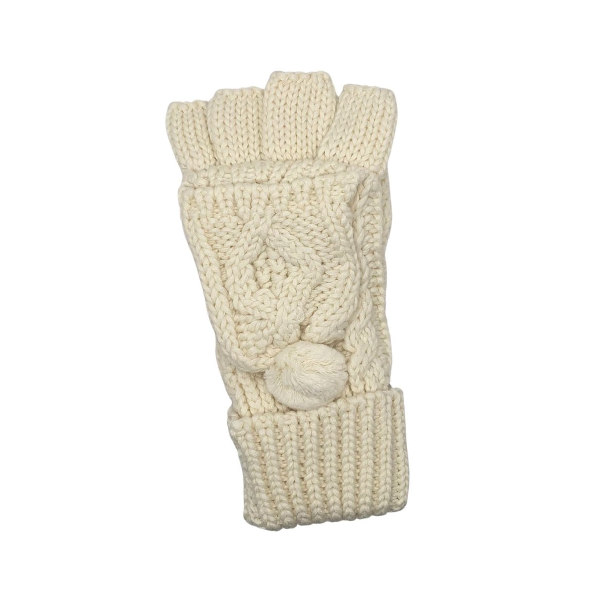 Patrick Francis Cream Aran Knit Pom Pom Adult Gloves - The Celtic Gift Store - Apparel and Accessories 
