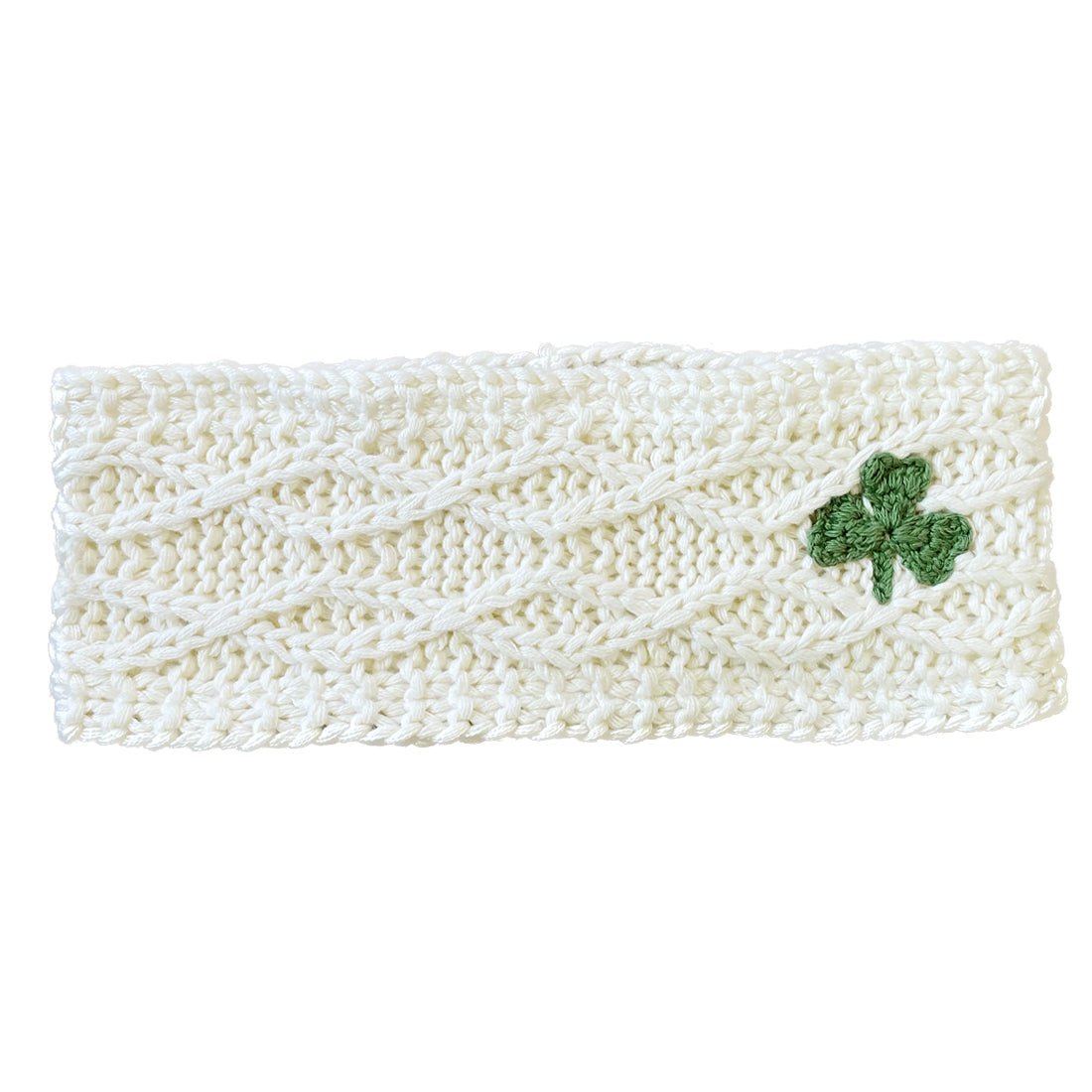 Patrick Francis Cream Aran Knit Shamrock Adult Headband - The Celtic Gift Store - 