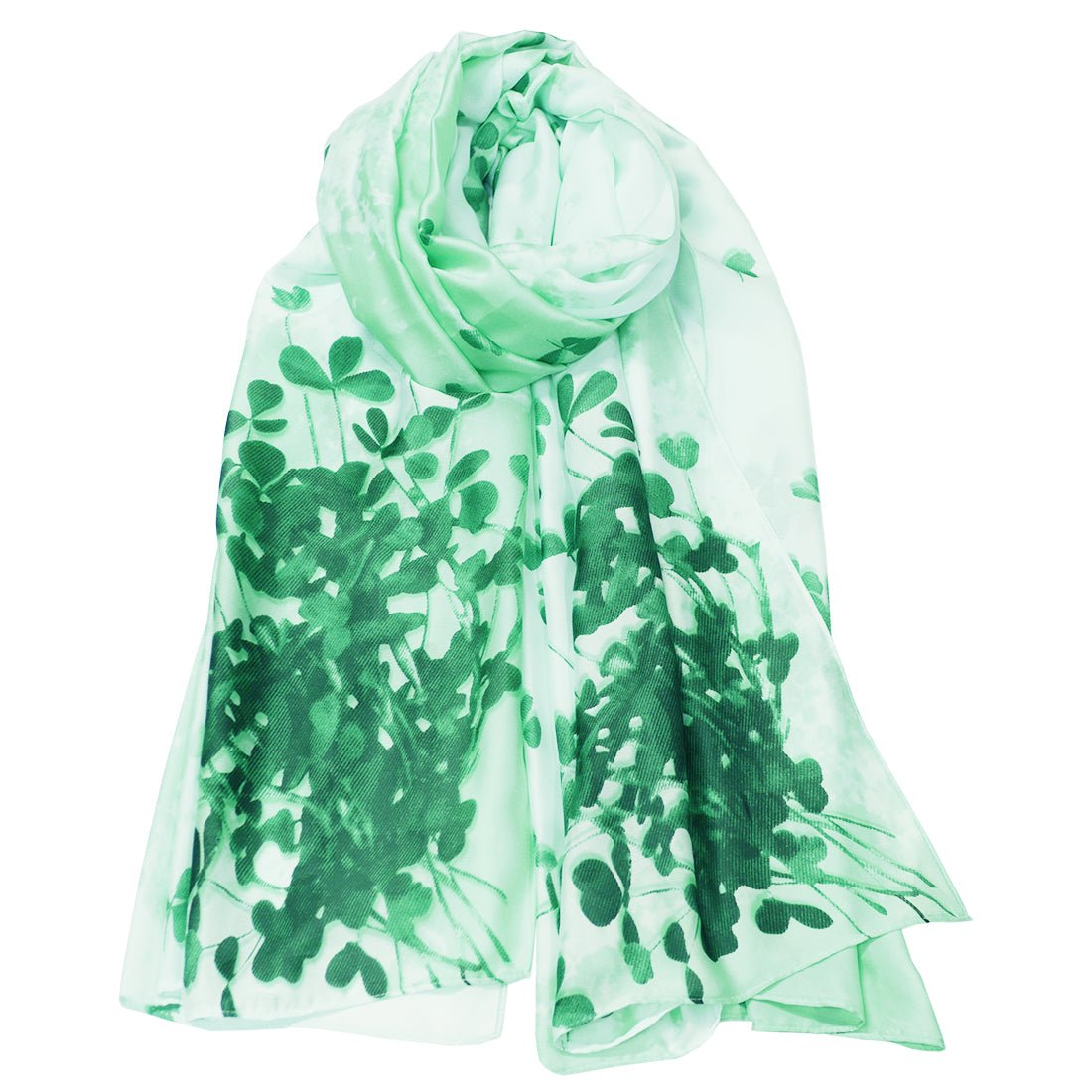 Patrick Francis Green/White Shamrock Sprig Fashion Scarf - The Celtic Gift Store - 