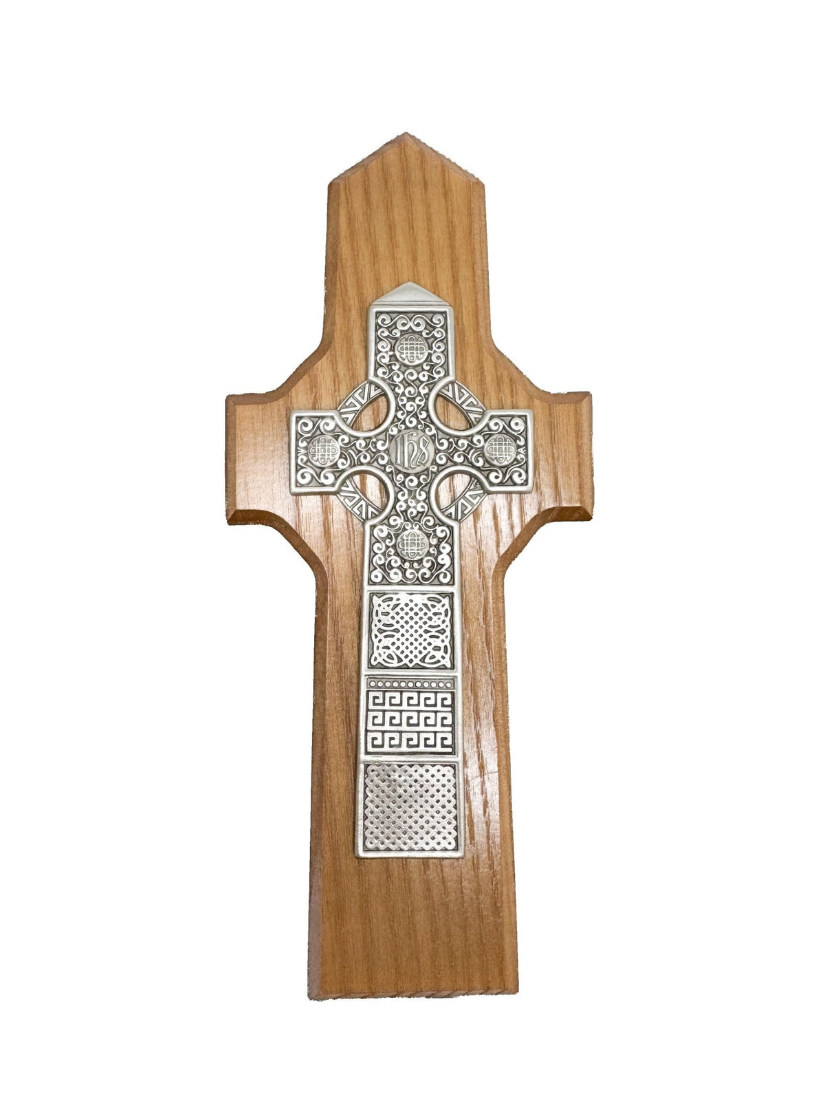 Pewter and Wood Celtic Wall Cross - The Celtic Gift Store - Decor