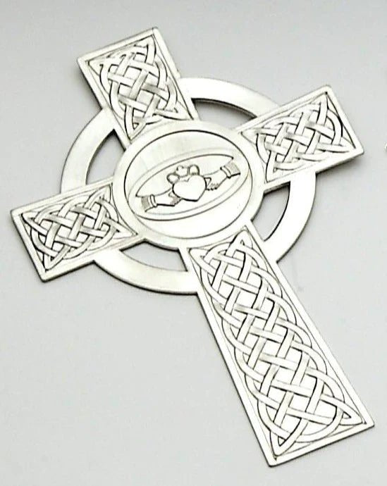Pewter Celtic Wall Cross with Claddagh - The Celtic Gift Store - Decor