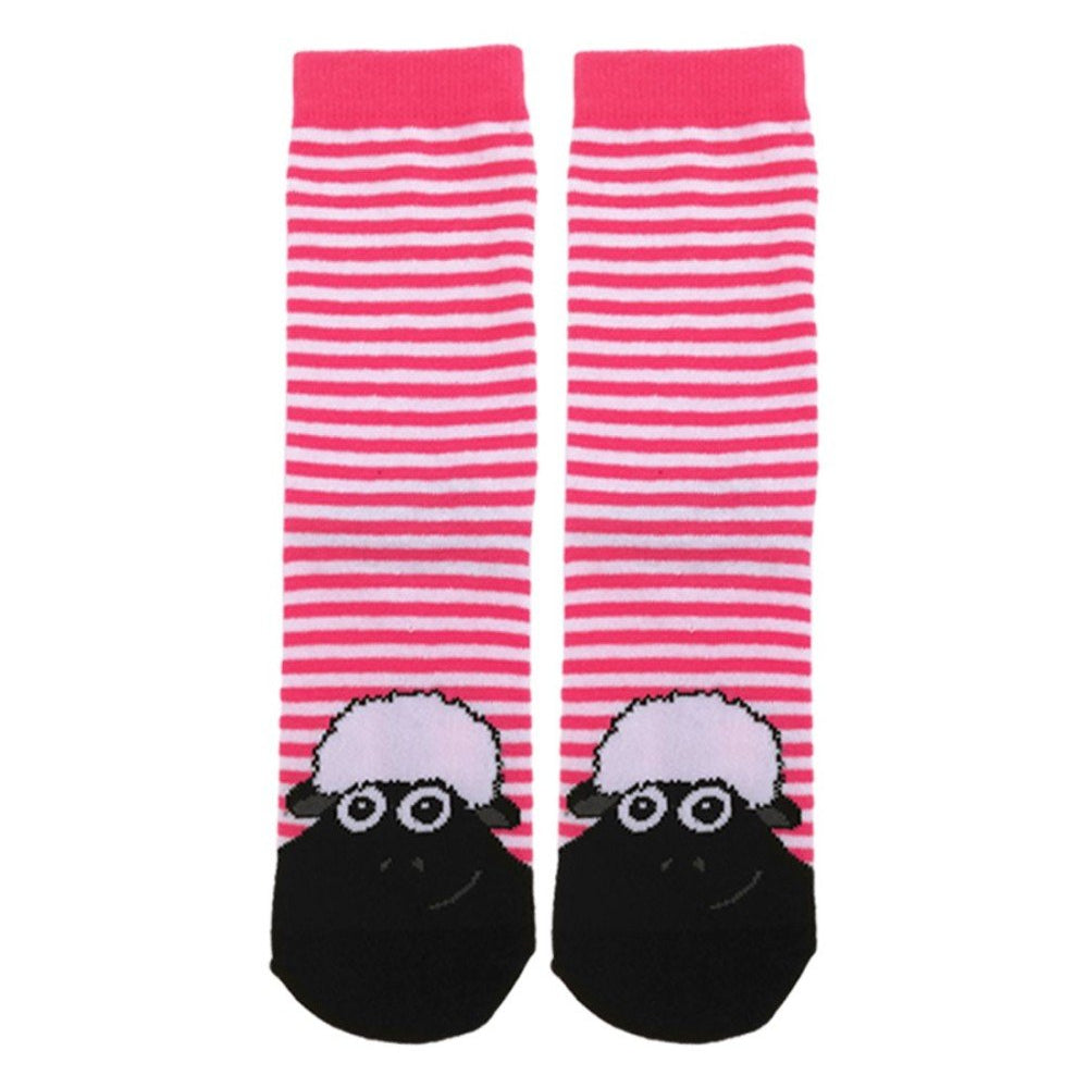 Pink and White Striped Kids Sheep Socks - The Celtic Gift Store - Socks