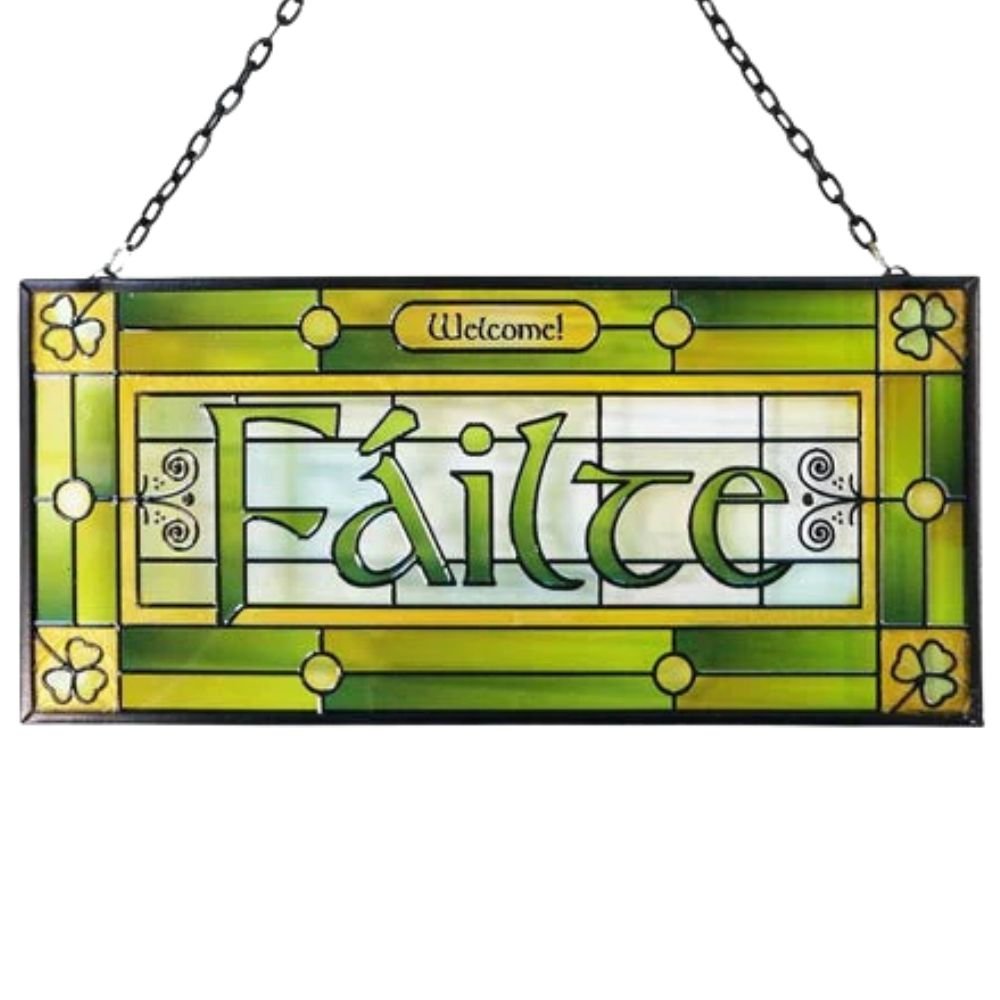 Rectangular Failte Stained Glass Panel - The Celtic Gift Store - Decor