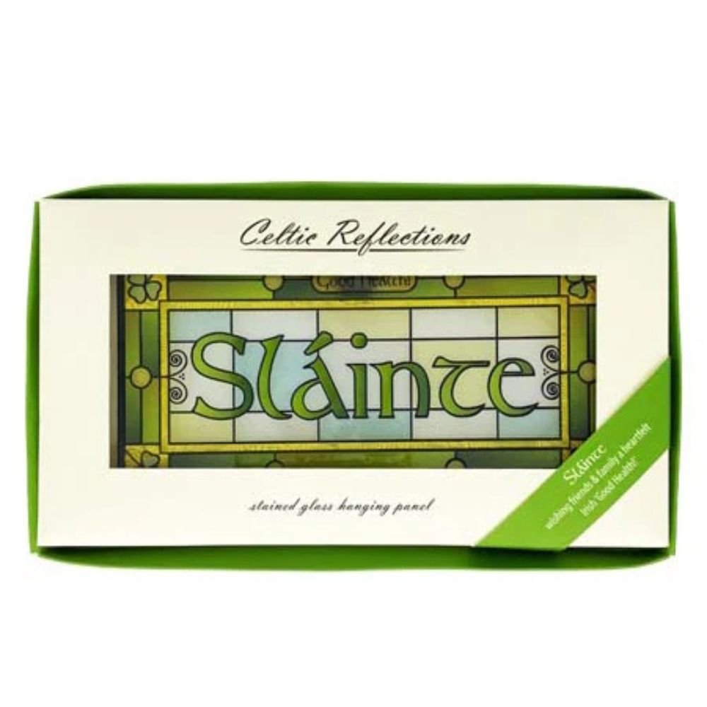 Rectangular Slainte Stained Glass Panel
