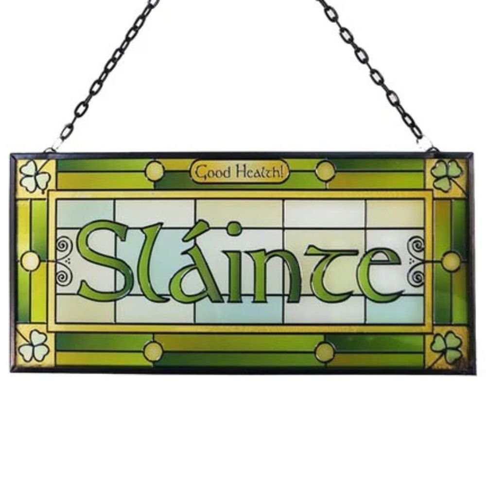 Rectangular Slainte Stained Glass Panel - The Celtic Gift Store - Decor