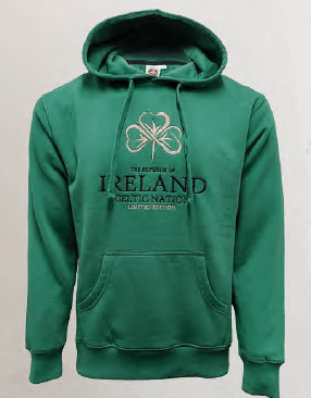 Republic of Ireland Embroidered Shamrock Green Hoodie - The Celtic Gift Store - Clothing