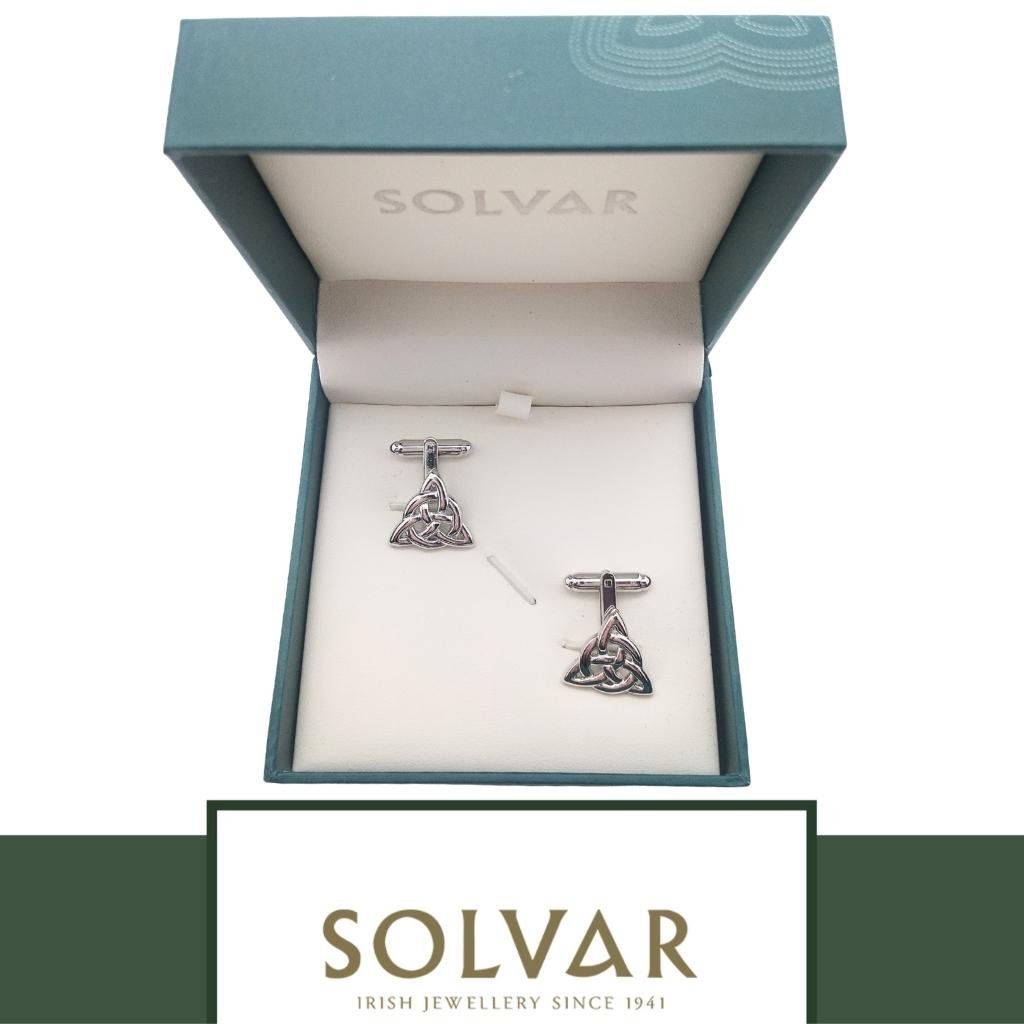 Rhodium Plated Men's Celtic Knot Cufflinks