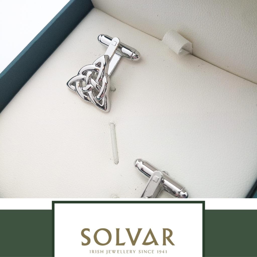 Rhodium Plated Men's Celtic Knot Cufflinks