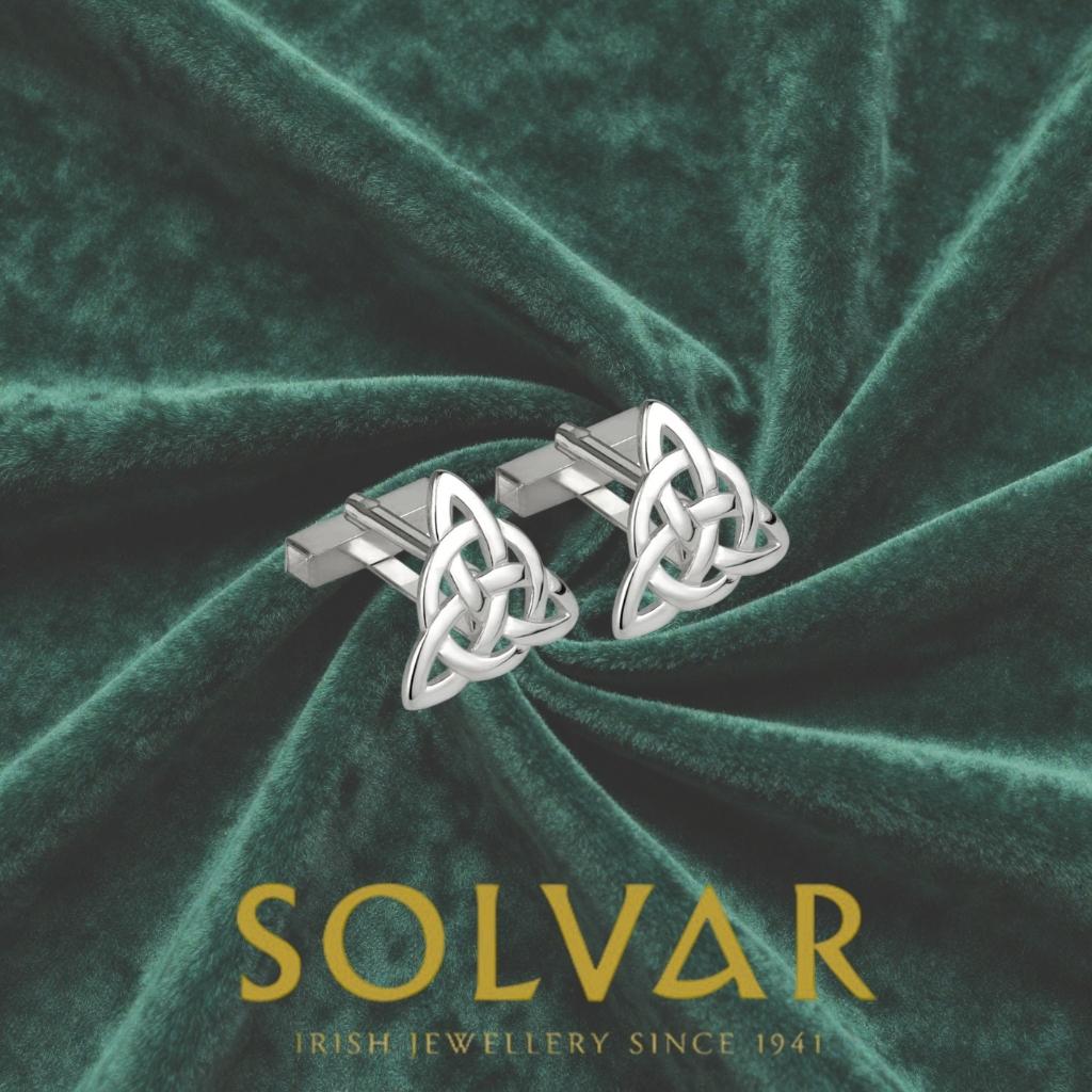 Rhodium Plated Men's Celtic Knot Cufflinks