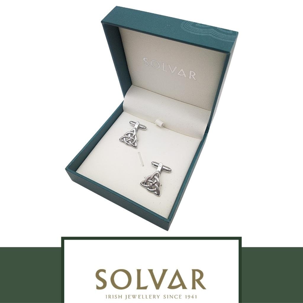 Rhodium Plated Men's Celtic Knot Cufflinks