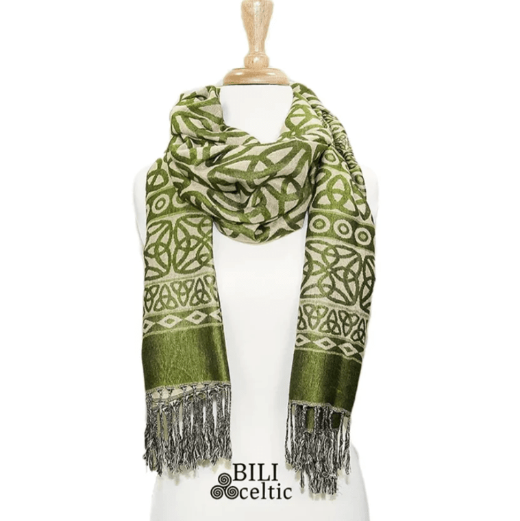 Rita Trinity Knot Scarf - Light Green - The Celtic Gift Store - Scarves & Shawls