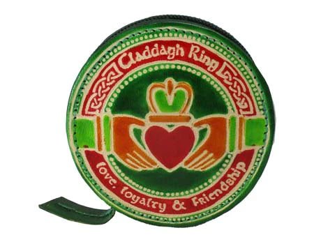 Round Hand Painted Leather Claddagh Coin Purse - The Celtic Gift Store - Apparel & Accessories