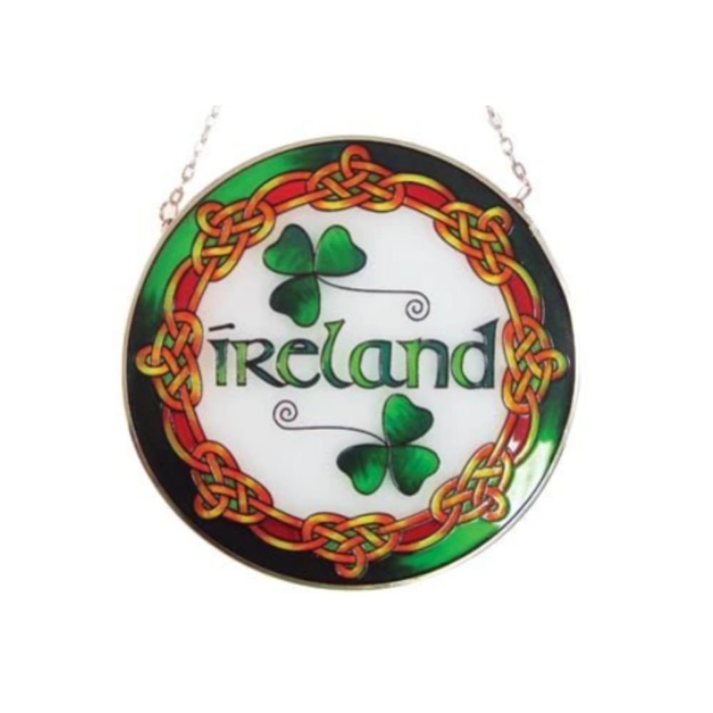 Round Ireland Celtic Knot Stained Glass Panel - The Celtic Gift Store - Decor