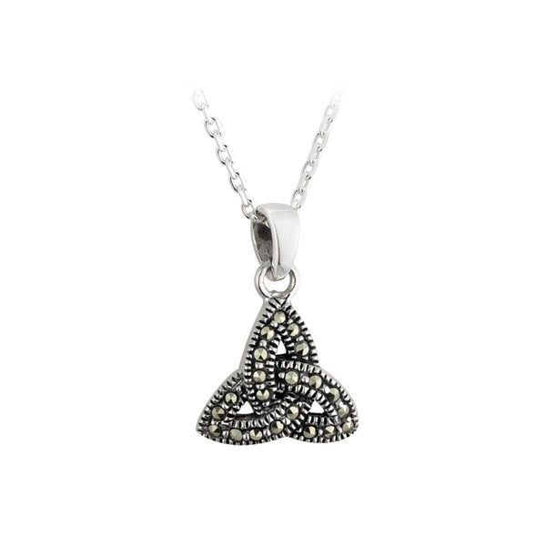 Silver Trinity Knot Marcasite Necklace
