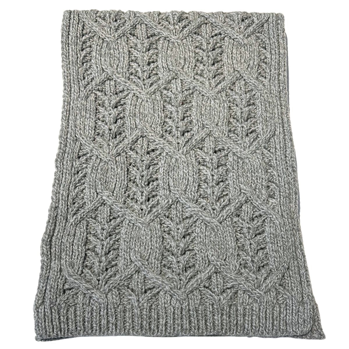 Saol Aran Leaf Scarf - Grey