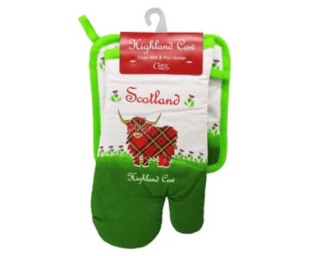 Scottish Highland Cow Oven Mitt and Pot Holder Set - The Celtic Gift Store - Kitchenware